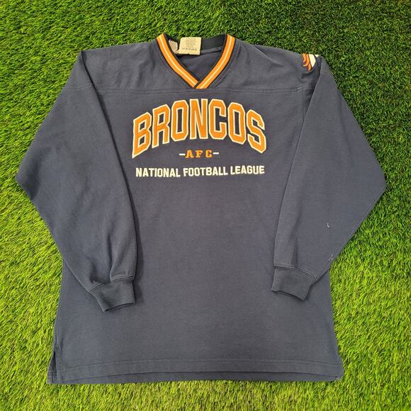 Vintage Y2K LEE Denver-Broncos Sweatshirt Large 23x29 Blue - Picture 1 of 16